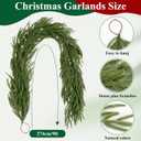 U'Artlines 1Pcs Christmas Norfolk Pine Garland, 9 Ft Xmas Faux Greenery Garland Real Touch Winter Cedar Garlands for Table Stairs Mantle Fireplace Holiday Decoration