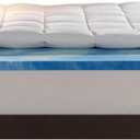 Sleep Innovations Dual Layer 4 Inch Memory Foam Mattress Topper, California King Size, Medium Support, 2 Inch Cooling Gel Memory Foam Plus 2 Inch Pillow Top Cover