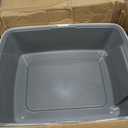 Amazon Basics Large Cat Litter Box with High Sides, Open Top for Easy Access, Includes Scoop with Storage, 19" x 15" x 11.75", Grey/Beige