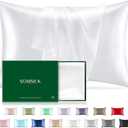 Mulberry Silk Pillowcase for Hair and Skin, SGMSILK 22 Momme Natural Silk Pillow Cases with Zipper, 6A Soft and Smooth Single Sided Pure Silk Pillow Cover (White, Standard 20"x26")