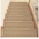 Stair Treads Non Slip, Rubber Backing Stair Treads for Wooden Steps, 15 PCS Thicken Linen Carpet Stair Runners Indoor for Kids Elders and Pets, No Residue Stair Carpet Treads, 8"x30", Beige