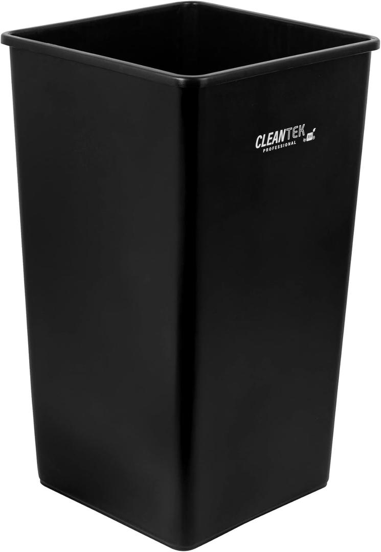 Restaurantware-Clean Tek Professional 50 Gallon Trash Can, 1 Square Waste Basket - Space Saving, Heavy-Duty, Black Plastic Garbage Bin, For Commercial Space, Office, Store, Restaurant, And More