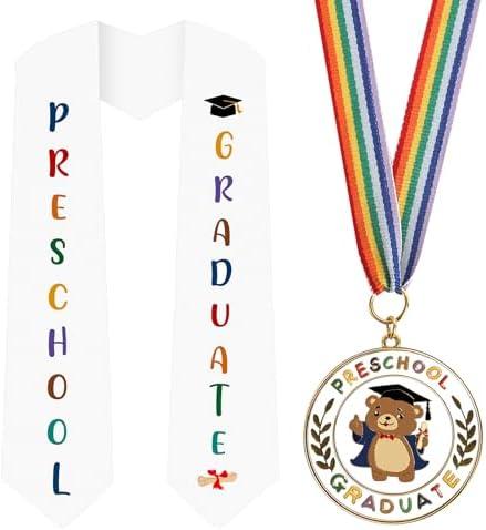 COCHIE Metal Graduation Medal with Graduation Honor Stole Sash, Grad Award Medals with Lightweight Neck Ribbon, Grad Gift Party Favor Supplies