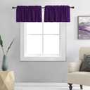 DONREN Royal Purple Window Valances for Kitchen - Blackout Rod Pocket Valances for Small Window (42 by 15 Inch,2 Panels) (42"W x 15"L (Pack of 2))