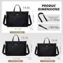 14 Inch Laptop Tote Bag for Women, Lightweight Nylon Work Shoulder Bag, Water-Resistant Computer Handbag with Pockets for Business Travel & Commute (Black)