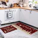 Christmas Kitchen Rugs and Mats Set of 2, Merry Christmas Floor Decor for Home Kitchen, 17x29 and 17x47 Inch