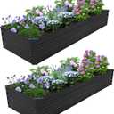 821FT(2PCS) Galvanized Raised Garden Bed Kit Metal Planter Boxes,Large Outdoor Planters Garden for Planting Vegetables,Flowers,Herbs -Black