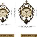 Vintage Wall Clock, Antique Decor, Battery Operated,Non Ticking European Style Metal Wall Clock, 26" x 19" Decorative Retro,Bedroom/Living Room/Kitchen