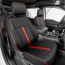 DiffCar Seat Covers for Ford F150: 2015-2026 SuperCrew/Crew Cab, Full Set Faux Nappa Leather Truck Seat Covers for F-150 XL XLT, Custom Fit Car Accessories Pickup Seat Protectors for F 150, Black/Red