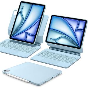 ESR iPad Air 11 Inch Case with Keyboard (M3/M2, 2025/2024) & iPad Pro 11/Air 5th/4th Gen Keyboard, Easy-Set Magnetic Stand, Portrait/Raised Modes, with Removable Protective Case, Blue