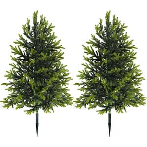 17inch Small Christmas Tree, Artificial Plastic Christmas Trees with Spikes for Christmas Home Indoor Outdoor Decoration, 2pcs