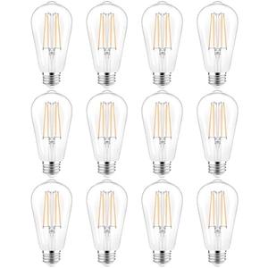 PARTPHONER LED Light Bulbs Dimmable Vintage Edison Bulb, E26 LED Bulb 60W Equivalent 720 Lumens, Warm White 2700K, ST58 Antique LED Filament Bulb CRI 85+, Clear Glass, Pack of 10