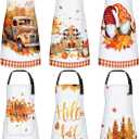 Bencailor 6 Pcs Fall Thanksgiving Aprons with Pockets Waterproof Autumn Kitchen Aprons Baking Cooking gifts for Women (Bright Color)