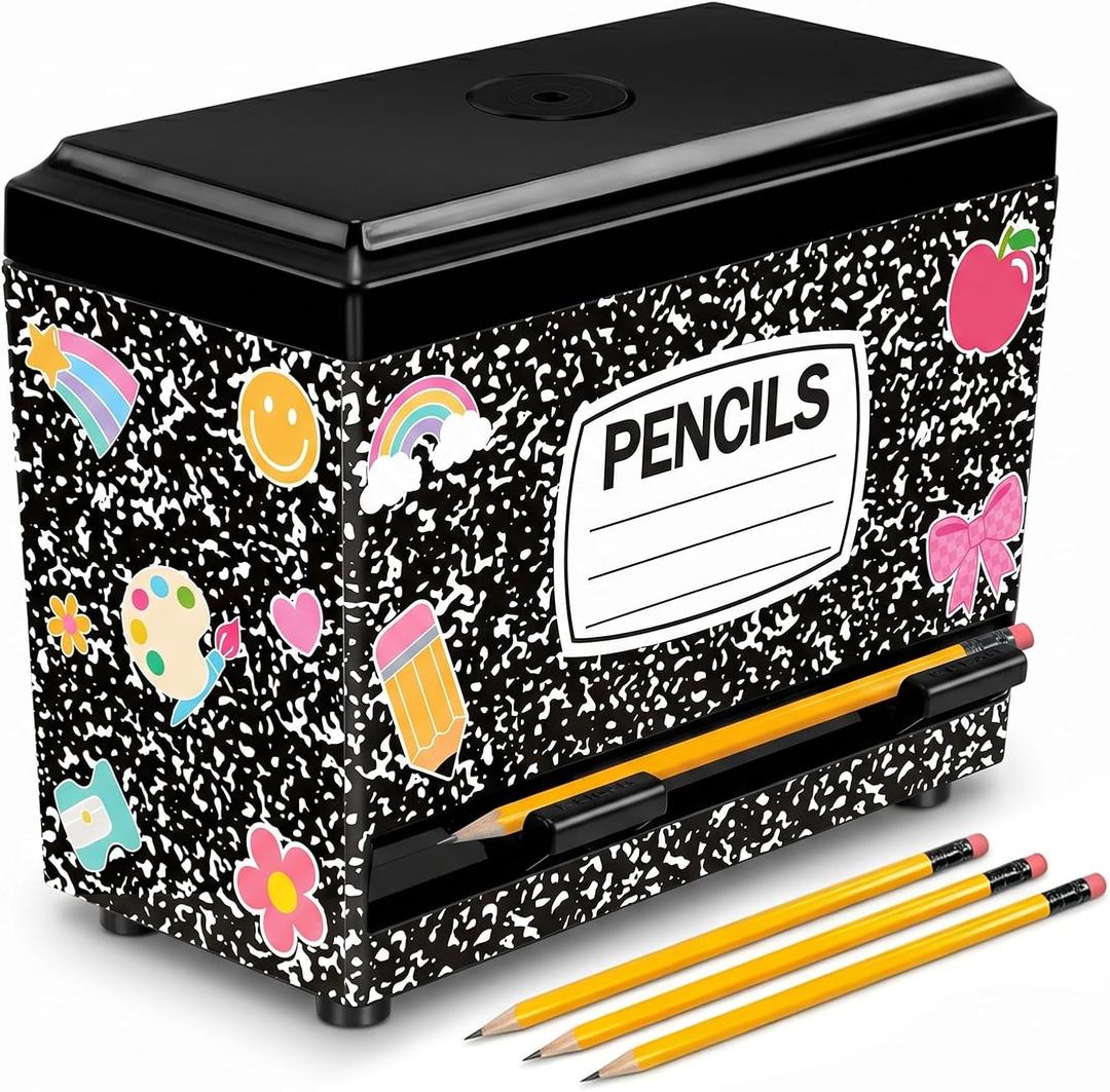 Composition Pencil Dispenser for Classroom Back to School Decorations Composition Notebook Pencil Dispenser Holder with Lid for Teacher Student Classroom Home Office Middle Preschool Gift Supplies