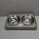 Elevated Bowls, 4 Height Adjustable Raised Stand With 2 Thick 50oz Stainless Steel Food Bowls, Non-Slip Feeder for Dogs, Adjusts to 3.7", 9.2", 10.75", 12.36" Light Brownish Gray