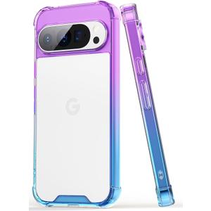 SALAWAT for Google Pixel 9 Case/Pixel 9 Pro Case, Clear Cute Gradient Slim Phone Case Cover Reinforced TPU Bumper Hard PC Back Shockproof Protective Case for Pixel 9/9 Pro 2024 (Purple Blue)