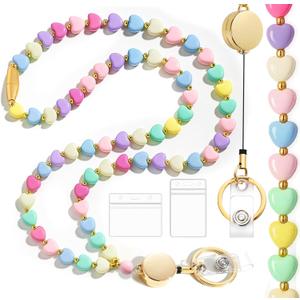 Lanyards for Id Badges and Keys for Women Teacher - Colorful Beaded Card Holders