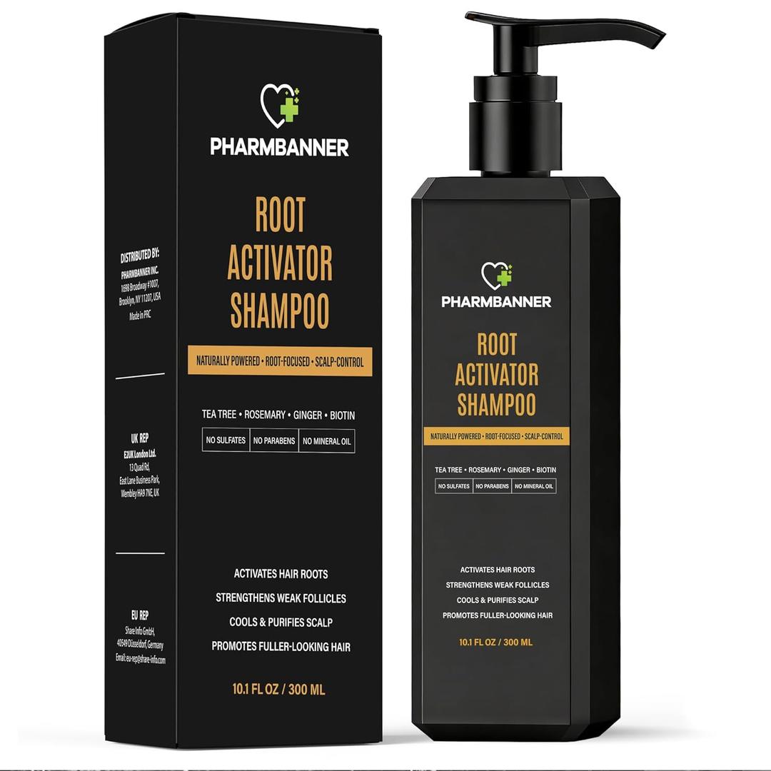 Root Activator Shampoo for Men: Hair Growth Shampoo for Thinning Hair, Hair Loss & Scalp Health, Natural Herbal Formula with Cooling Sensation, Sulfate-Free, 300 mL 