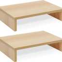 TEAMIX Wood Monitor Stand Riser - 2 Pack Adjustable Dual Monitor Riser for Laptop/PC (Maple)