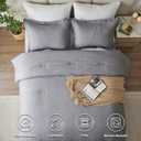 CozyLux California King Comforter Set - 3 Pieces Grey Soft Luxury Cationic Dyeing Cal King Comforter Bedding for All Season, Gray Breathable Lightweight Bed Sets with 1 Comforter and 2 Pillow Shams