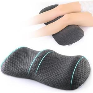 Ergonomic Knee-contouring Wedge Pillow for Back Sleeping, Memory Foam Bolster Pillow for Muscle Relaxation, Sleep Improvement, Knee Support, Leg Elevation， Skin-friendly Air-Layer Fiber(Dark Grey)