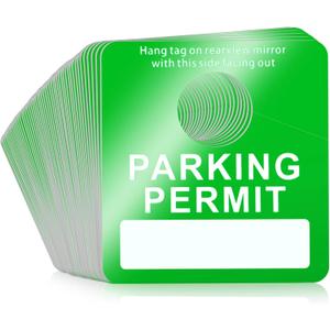 Remerry 500 Pack Parking Permit Hang Tags Bulk, 3 x 2.75 Inch Temporary Parking Passes & Pass Tickets, Plastic Placards PVC Tag for Rearview Mirror(Green)