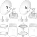 TOVVILD 24mm Replacement Pump Parts for Spectra S1 S2 9 Plus Synergy Gold Includes Flange Duckbill Valve Tubing Backflow Protector Bottle,Compatible with Motif Luna Cimilre Ameda MYA Pump, Full Set-24mm