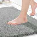 Yimobra Bathroom Rugs Mat, Extra Soft Comfortable Bath Rugs, Non-Slip, Water Absorbent and Thick Bathroom Floor Mats, Machine Washine, Shaggy Rugs for Shower Bathtubs, 24" x 17", Brown&White