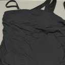 Two Piece Tankini Bathing Suit One Shoulder Swimsuit for Women Tummy Control Swimwear (Large, Black)