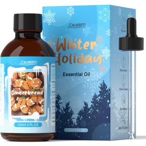 SALUBRITO Gingerbread Essential Oil 4 Fl.Oz (120ml), Pure & Natural Fragrance Oils, Winter Essential Oil for Diffuser, Candle & Soap Making, Strong Scented Oil & Diffuser Oil