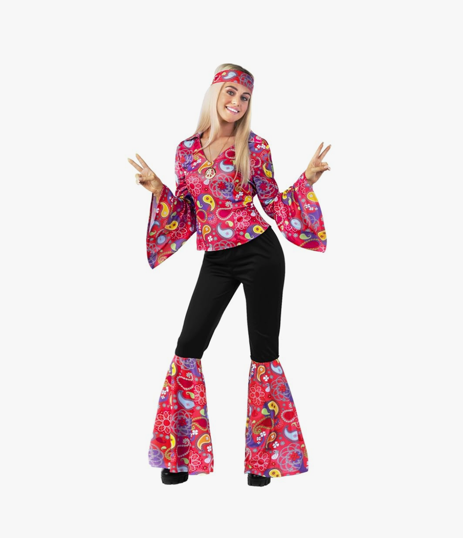 Morph 70s Costumes For Women Hippie Disco Outfit - Retro 60s 70s Style Costume For Parties, Festivals, and Events XXL
