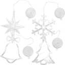 PRETYZOOM 4pcs Led Cup Christmas Decorative Lights Creative Festival Lamps for Featuring Bells Snowflakes Christmas Trees Stars for Holiday Garden and Parties