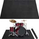 Invech Drum Rug 5 x 6.6 Ft, Black Drum Mat Non-Slip with Grip Bottom, Sound Proof Drum Floor Mat for Electrical Drum, Drum Accessories Gift for Drummers and Kids