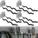 MorningRo 4 Pack Garage Hooks Heavy Duty 12" Ladder Hanger Wave Wall Mount Hanger Foldable Garage Storage Utility Hooks for Car Tires Ladder Shovels Chairs Power Tools Garden Tools Organization