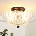 Semi Flush Mount Ceiling Light Fixture Vinatge Black Ceiling Lights Mid Century Modern Clear Glass Close to Ceiling Lighting Fixtures for Bedroom Hallway Foyer Bathroom Kitchen Laundry Room Nursery