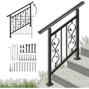 Adjustable Unique Design Handrails for Outdoor Steps, Black