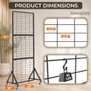 2 x Grid Wall Panel, 6FT x 2FT Heavy Duty Display Racks for Vendor Events, 80lbs Load Capacity Movable Grid Display Stand with Lockable Wheels for Retail, Trade Show, Home & Garage