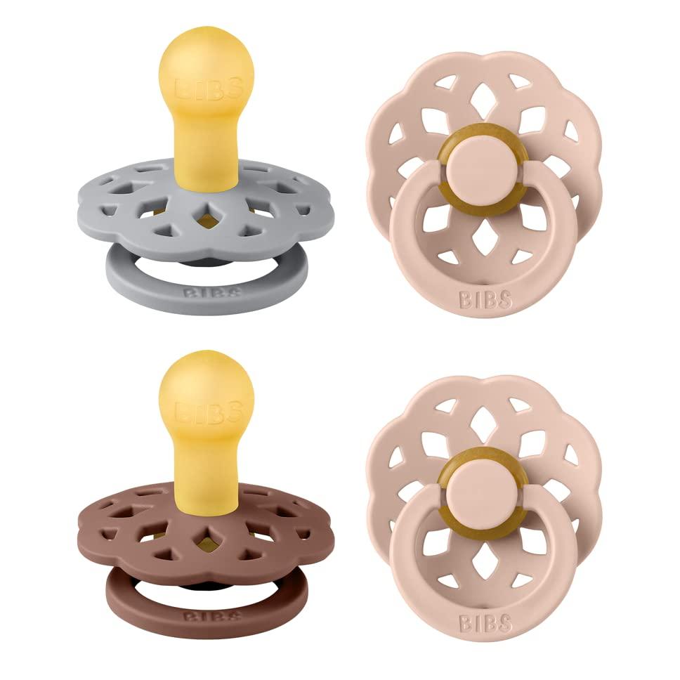 BIBS Boheme Soother 4-Pack | BPA Free Dummy Pacifier | Round Nipple | Natural Rubber Latex | Made in Denmark | Size 0-6 Months | Woodchuck Mix BIBS Boheme Soother 4-Pack | BPA Free Dummy Pacifier | Round Nipple | Natural Rubber Latex | Made in Denmark | Size 0-6 Months | Woodchuck Mix