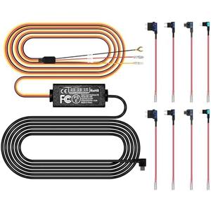 Pelsee Dash Cam Hardwire Kit, Type-C Full Set Hard Wire Kit Fuse, 12V-24V to 5V Dash Camera Car Charger Cable Kit, Low Voltage Protection, LED Indicator, Double-4 Fuse Cable and Installation Tool