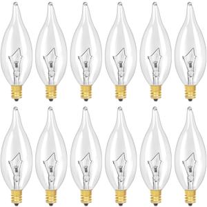 LinMiFo 12-Pack E12 B10 Clear Candelabra Base Bulb, 60W 120V Incandescent Candle Light Bulbs Dimmable Chandelier Light Bulbs for Pendants or Outdoor, Ceiling Fan, Wall Sconces, Fireplace