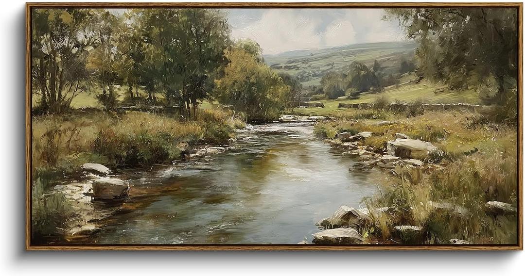 InSimSea Extra Large Framed Vintage Wall Art, River Rolling Hills,20x40inch