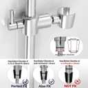 Shower Slide Bar Adjustable Handheld Shower Head Holder Wall Mount - 15inch All-Metal Shower Head Slide Bar Compatible with Bathroom Drill Free Glue Installation - Polished Chrome