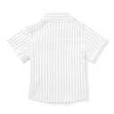 Boys Short Sleeve Button Down Oxford Striped Casual Dress Shirt Summer Tops White Tag 120CM - 4T