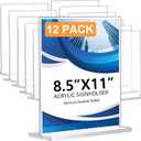 12 Pack Acrylic Sign Holder 8.5 x 11, Double-Sided Clear Sign Holder Plastic Stands for Display, T Shape Acrylic Table Sign Stands for Office Store Restaurants Wedding Party Decoration