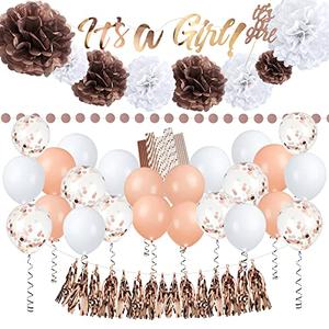 EpiqueOne 52-Piece “It’s A Girl” Baby Shower Party Decor Kit | Includes a Banner, Tissue Paper Pom Poms, Rose Gold Balloons & More | Easy to Assemble | For Gender Reveal & Baby Shower Decorations EpiqueOne 52-Piece “It’s A Girl” Baby Shower Party Decor Kit | Includes a Banner, Tissue Paper Pom Poms, Rose Gold Balloons & More | Easy to Assemble | For Gender Reveal & Baby Shower Decorations