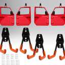 4PCS Heavy Duty Door Storage Hangers Bracket with PVC Protective Sleeve, Wall-Mounted Systems Kits Doors Holder Racks Compatible with 1956-2024 Jeep Wrangler CJ YJ TJ LJ JK JKU JT (with Screw)