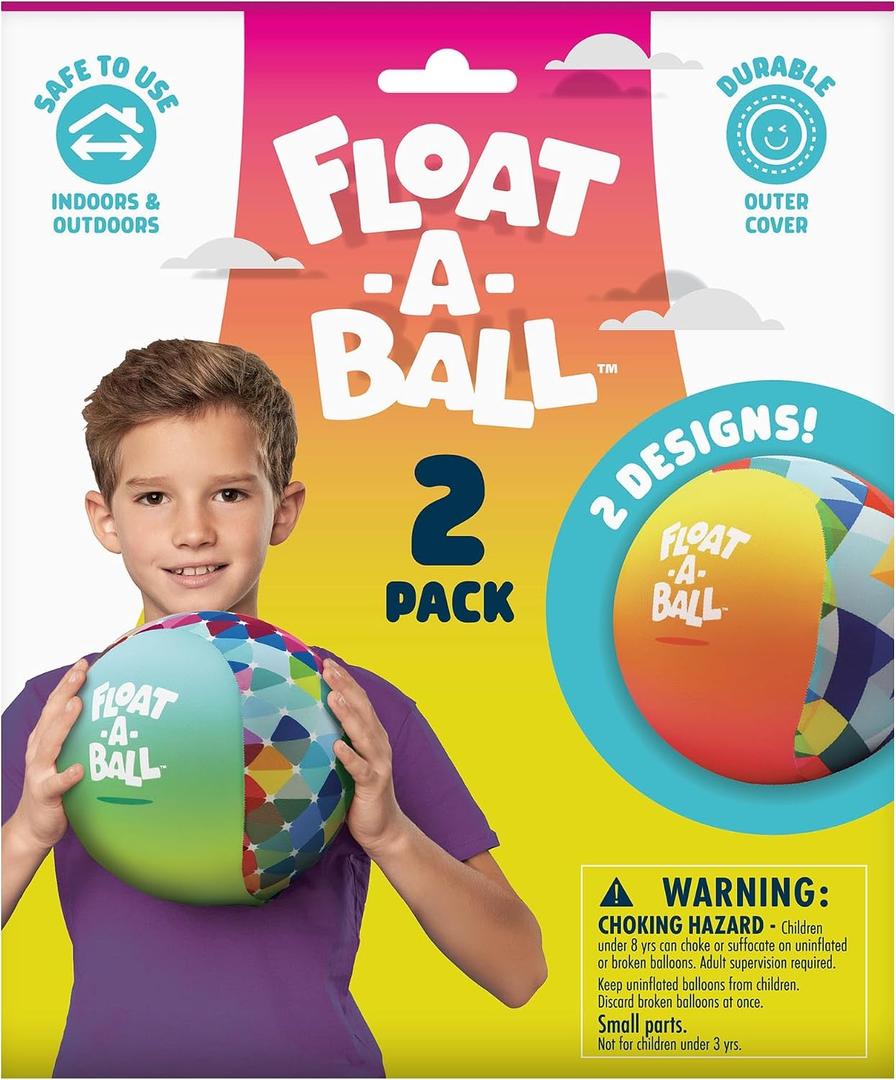 Float-A-Ball 2-Pack Adjustable Balloon-Powered Float Balls for Kids, Reusable Outdoor & Pool Toy, Fun Floating Ball Game for Summer Play, Includes Extra Balloons, Ages 3+