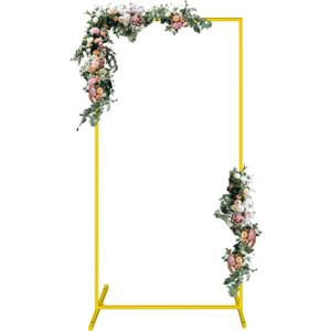 Wedding Arch, 6.6 FT x 3.3 FT Square Backdrop Stand for Ceremony, Gold Metal Arch Backdrop Stand for Parties, Balloon Arch Stand Backdrop for Anniversary, Birthday, Bridal, Baby Shower, Decoration, 3.3x6.6 FT