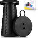 Boreeman Upgraded Folding Stool Lightweight Yet More Sturdy with Load Capacity 400lbs Portable Collapsible Stool for Camping Fishing Hiking BBQ (Black)