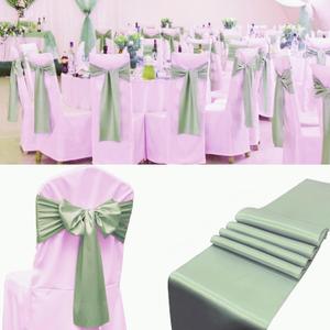 100 PCS Satin Chair Sashes Decorative Bow Chair Sashes Ties Back Ribbon Bows Chair Cover Band for Wedding Party Ceremony Reception Events Banquet Restaurant Home Kitchen Decor(7x108inch,Sage Green)
